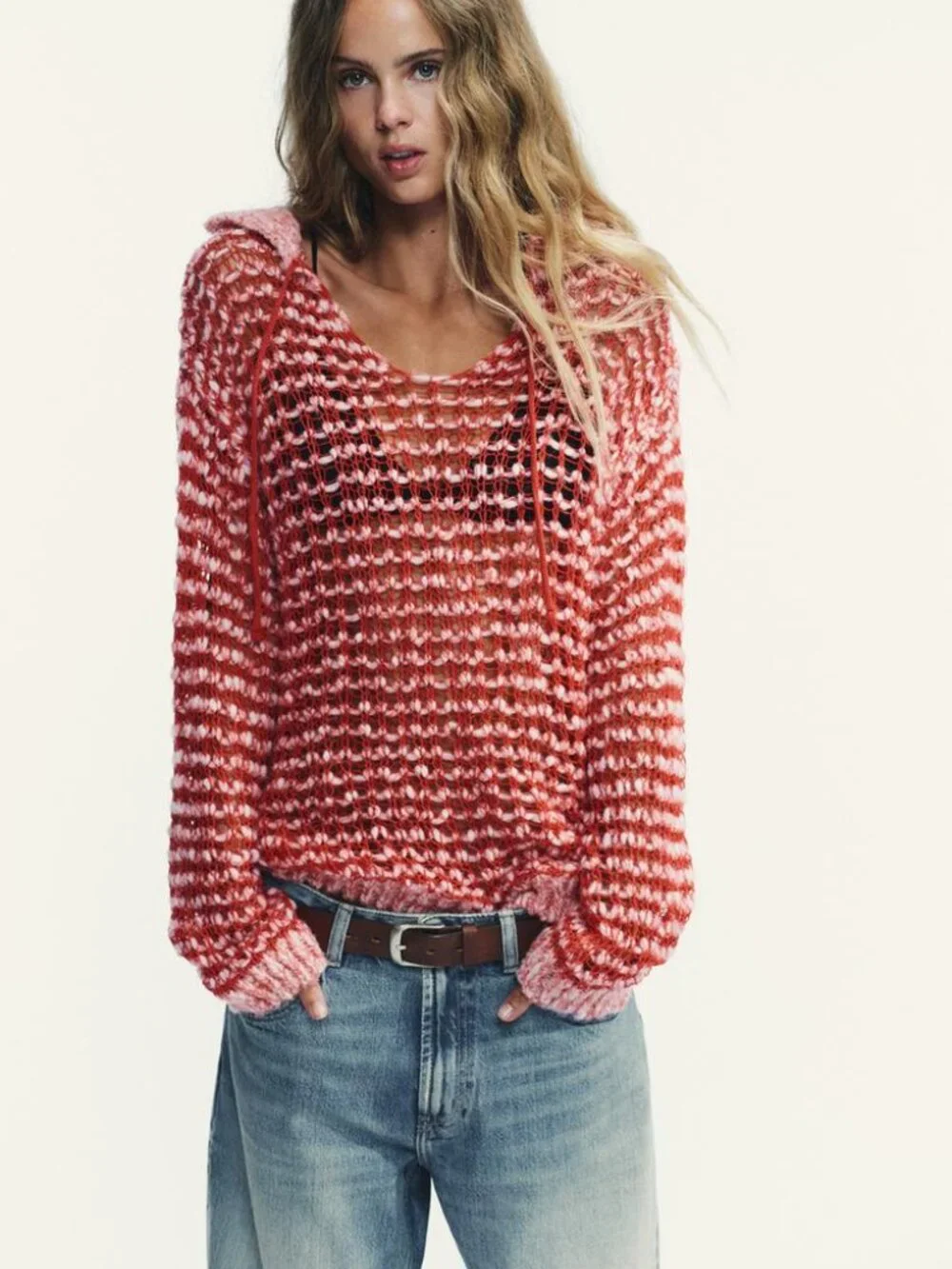 Zara Open Knit Polo Sweater.